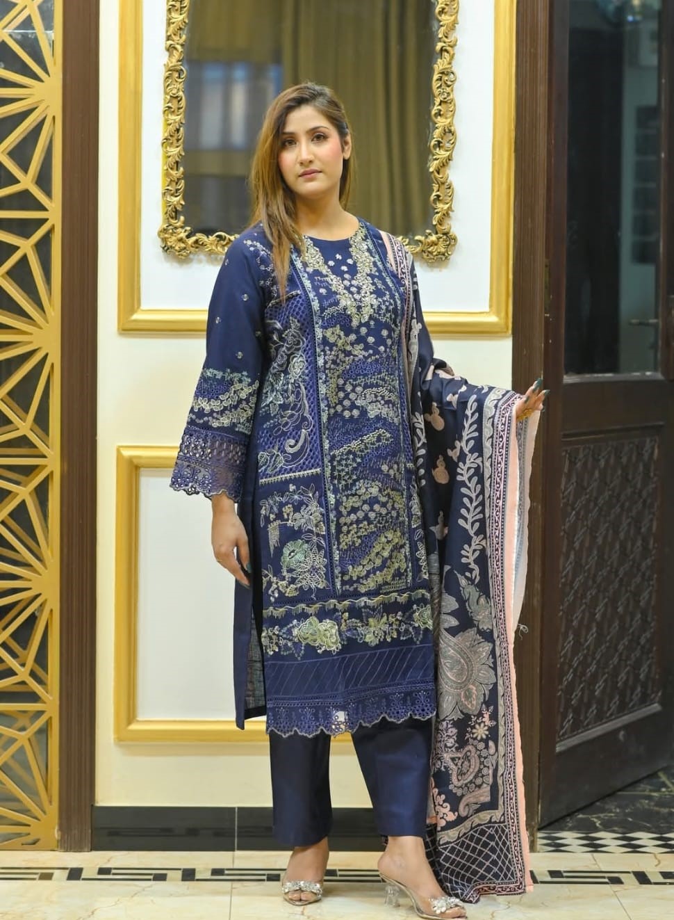 Navy Elegance with Pearl